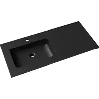 Linie Vano asymmetrisch linkse wastafel Mat Zwarte composietmarmer 100 x 46 cm