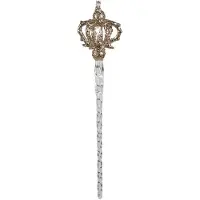 Clayre & Eef Kersthanger Ijspegel 20 cm Goudkleurig Glas Kerstboomversiering Goudkleurig Kerstboomversiering