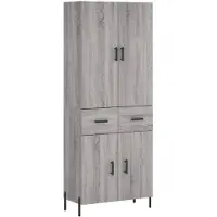 vidaXL Hoge kast 69,5x34x180 cm bewerkt hout grijs sonoma eikenkleurig