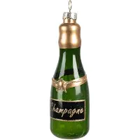 Clayre & Eef Kersthanger Fles 12 cm Groen Glas Kerstboomversiering Groen Kerstboomversiering