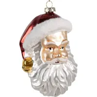 Clayre & Eef Kersthanger Kerstman 12 cm Wit Glas Kerstboomversiering Wit Kerstboomversiering