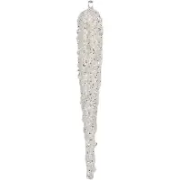 Clayre & Eef Kersthanger Ijspegel 19 cm Zilverkleurig Glas Kerstboomversiering Zilverkleurig Kerstboomversiering
