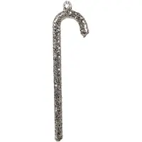 Clayre & Eef Kersthanger Zuurstok 14 cm Zilverkleurig Glas Kerstboomversiering Zilverkleurig Kerstboomversiering