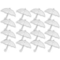 Merkloos 16 stuks Paraplu transparant plastic paraplu's 100 cm - doorzichtige paraplu - trouwparaplu - bruidsparaplu - stijlvol -