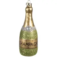 Clayre & Eef Kersthanger Fles 14 cm Groen Glas Kerstboomversiering Groen Kerstboomversiering
