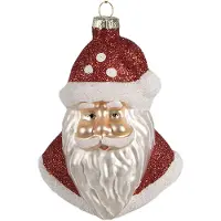 Clayre & Eef Kersthanger Kerstman 12 cm Rood Glas Kerstboomversiering Rood Kerstboomversiering
