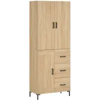 vidaXL Hoge kast 69,5x34x180 cm bewerkt hout sonoma eikenkleurig