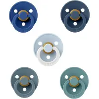 BIBS fopspenen 6-18 maand set 5 stuks Cornflower,Steel Blue,Deep Space,Black en Night Glow Baby Blue maat 2