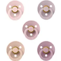 BIBS fopspenen 0-6 maand set 5 stuks Pink Plum,Blush,Dusky Lilac,Blossom en Heather maat 1