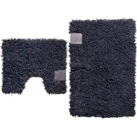 Wicotex - Badmat set met Toiletmat - WC mat met uitsparing Excellent Antraciet - Antislip onderkant