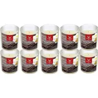 Trend Candles Geurkaars - 10x - in glas - Anti tabac aroma - 25 branduren - 7 x 8 cm - woondecoratie - kaarsen