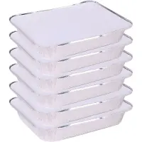 Elite Meal prep voedsel bewaar bakjes - Aluminium - 6x - 33 x 25 x 5 cm - met deksel