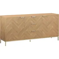 Sweeek Dressoir 2 deuren 3 lades houtdecor visgraatmotief 160cm Naturel