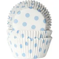 House of Marie Cupcake Vormpjes Stip Wit/Baby Blauw - pk/50