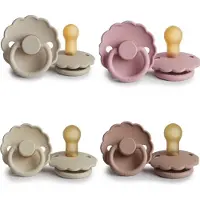 Frigg DAISY Fopspeen set 4 stuks Baby Pink,Cream,Powder Blush en Sandstone 0-6 maand