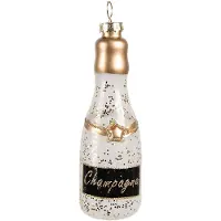 Clayre & Eef Kersthanger Fles 12 cm Goudkleurig Glas Kerstboomversiering Goudkleurig Kerstboomversiering