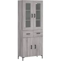 vidaXL Hoge kast 69,5x34x180 cm bewerkt hout grijs sonoma eikenkleurig