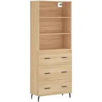 vidaXL Hoge kast 69,5x34x180 cm bewerkt hout sonoma eikenkleurig