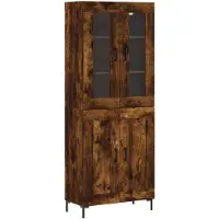 vidaXL Hoge kast 69,5x34x180 cm bewerkt hout gerookt eikenkleurig