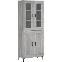 vidaXL Hoge kast 69,5x34x180 cm bewerkt hout grijs sonoma eikenkleurig