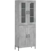 vidaXL Hoge kast, betonkleur, 69,5 x 34 x 180 cm, houtvezelplaat