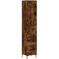 vidaXL Hoge kast 34,5x34x180 cm bewerkt hout gerookt eikenkleurig