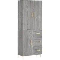 vidaXL Hoge kast, grijs Sonoma, 69,5 x 34 x 180 cm, houtvezel