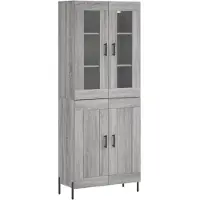 vidaXL Hoge kast 69,5x34x180 cm bewerkt hout grijs sonoma eikenkleurig
