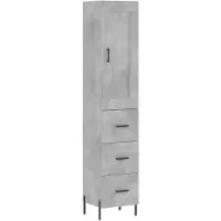 vidaXL Hoge kast 34,5x34x180 cm bewerkt hout betongrijs