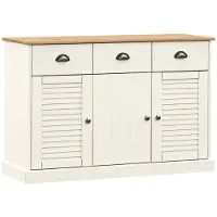 vidaXL Dressoir met lades VIGO 113x40x75 cm massief grenenhout wit