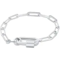 New Bling 9SIL-23241 Zilveren Schakel Armband 21cm - Carabijnhaak met schroefsluiting - 13,3x4,6mm Schakel - Rhodium - Zilver