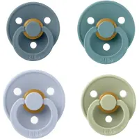 BIBS fopspeen 0-6 maanden Set 4 stuks Petrol,Island Sea,Sage en Dusty Blue Maat 1