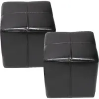 MCW Set van 2 kubuskrukken Onex kruk, leer + kunstleer, 36x36x36cm MVG-gecertificeerd ~ zwart