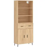 vidaXL Hoge kast 69,5x34x180 cm bewerkt hout sonoma eikenkleurig