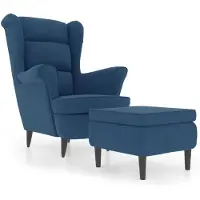 vidaXL Fauteuil met voetenbank fluweel blauw