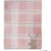 Clayre & Eef Plaid 130x170 cm Roze Wit Polyester Rendier Deken Roze Deken