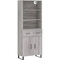vidaXL Hoge kast 69,5x34x180 cm bewerkt hout grijs sonoma eikenkleurig
