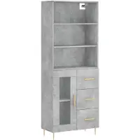 vidaXL Hoge kast 69,5x34x180 cm bewerkt hout betongrijs