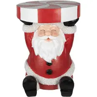 Clayre & Eef Bijzettafel Kerstman 39x39x54 cm Rood Polyresin Rood