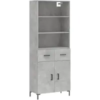 vidaXL Hoge kast 69,5x34x180 cm bewerkt hout betongrijs