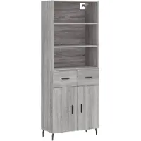 vidaXL Hoge kast 69,5x34x180 cm bewerkt hout grijs sonoma eikenkleurig