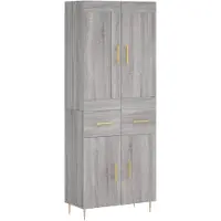 vidaXL Hoge kast 69,5x34x180 cm bewerkt hout grijs sonoma eikenkleurig