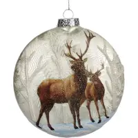 Goodwill Kerstbal Herten in Sneeuw Wit-Bruin 13,5 cm