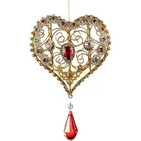 Goodwill Moederdag hanger Hart met Juwelen Goud-Rood 15 cm