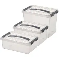 Sunware Opberg boxen set van 6x stuks in 4-6-9 Liter kunststof met deksel - Opbergbox