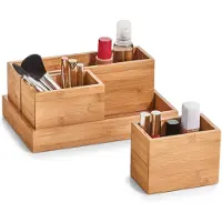 Zeller Make-up organizer - 28 x 18 x 11 cm - bamboe hout - Make-up dozen