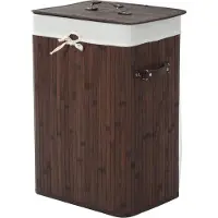 Zenzee Bamboe wasmand 72 L - Luxe wasmand - Wassorteerder - Donkerbruin - L40 x B30 x H60 cm