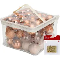 COSY&TRENDY Kerstballen - 48x st - koper - 6 cm - kunststof - met kerstbalhaakjes goud