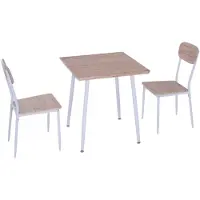 HOMCOM HOMdotCOM Eettafel set met 2 stoelen naturel hout/wit