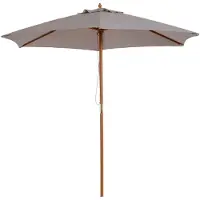Outsunny Parasol zonwering 3-staps bamboe 180/? polyester grijs